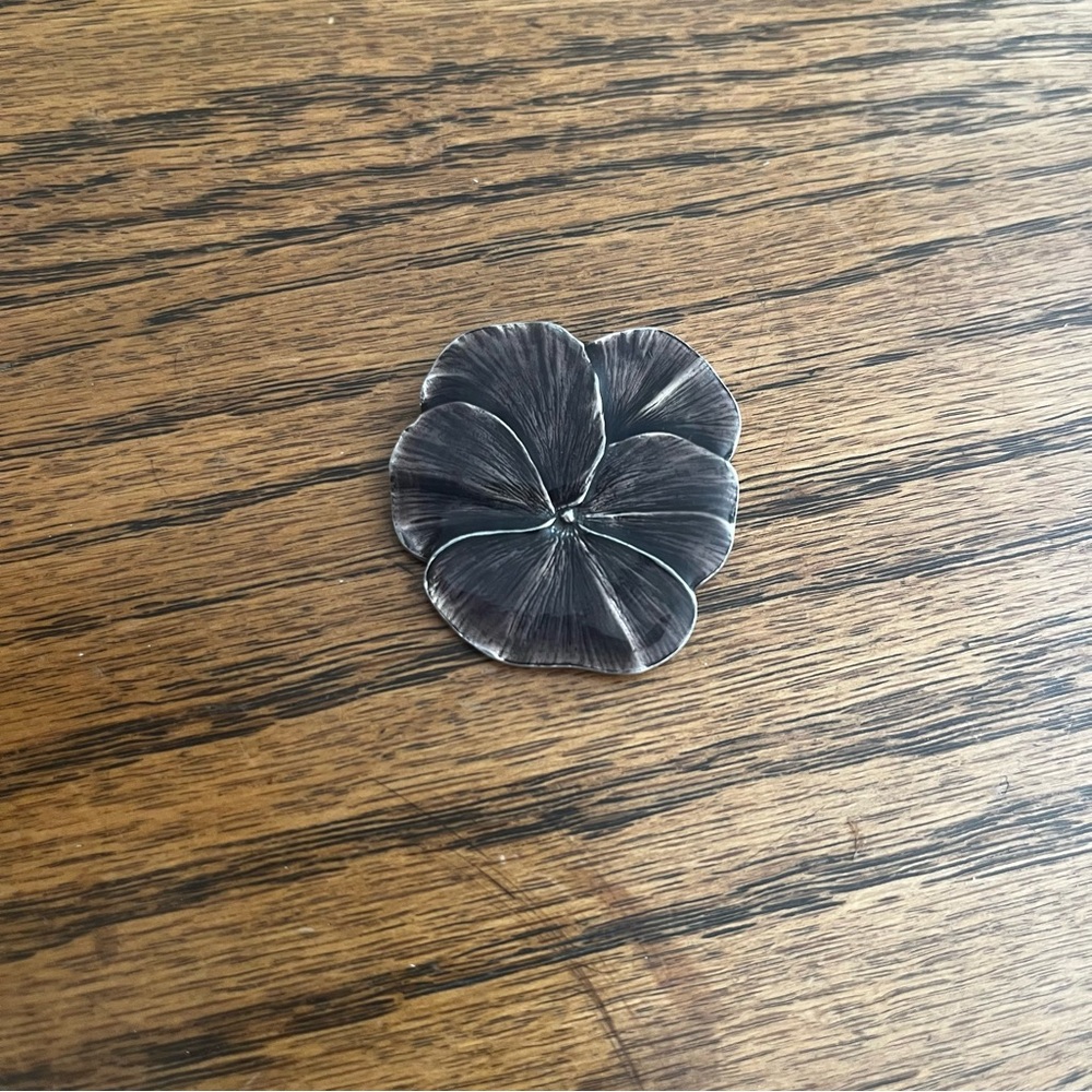 vintage dan porth pewter pansy flower pin brooch